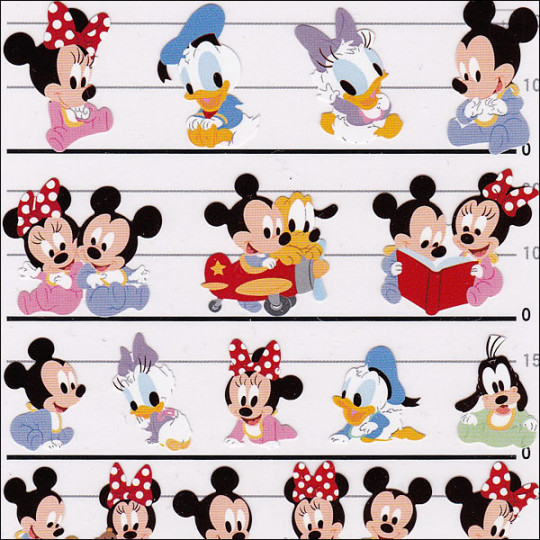 Japan Disney 4 Size Sticker - Baby Mickey and Friends - 2