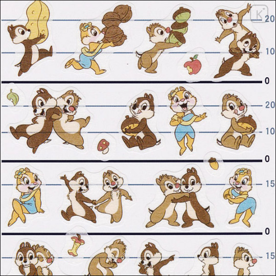 Japan Disney 4 Size Masking Sticker - Chip & Dale & Clarice - 2