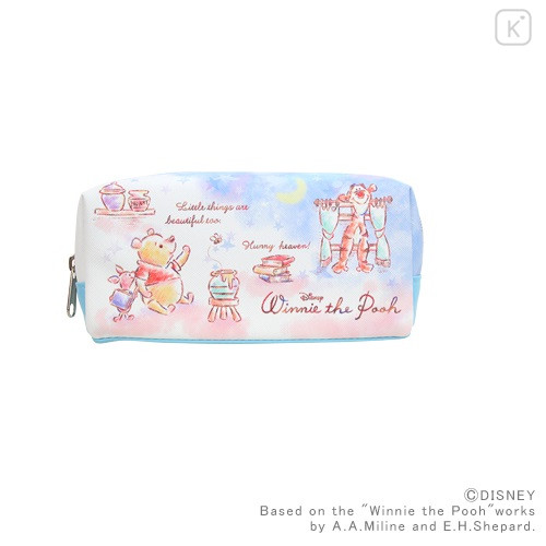 Japan Disney Makeup Pencil Bag Canvas Zipper Pouch - Winnie the Pooh & Friends Night Time - 1