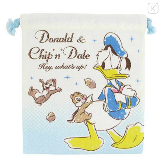 Japan Disney Drawstring Bag - Donald Duck Versus Chip & Dale - 1