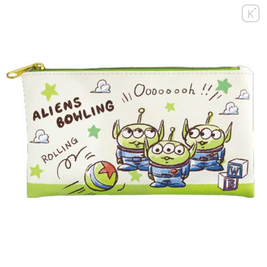 Japan Disney Pouch Makeup Bag Pencil Case - Toy Story Little Green Men Aliens Bowling - 1