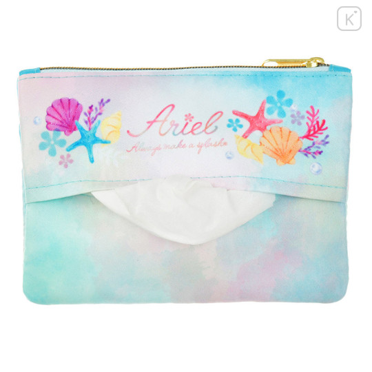 Japan Disney Store Zipper Pouch Coin Wallet & Pocket Tissue Holder - Ariel Pearl - 3