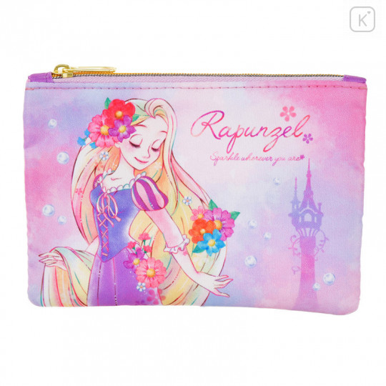 Japan Disney Store Zipper Pouch Coin Wallet & Pocket Tissue Holder - Rapunzel Pearl - 1