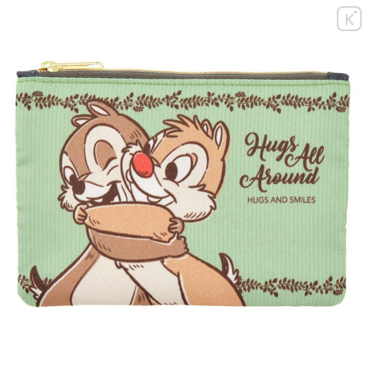 Japan Disney Store Zipper Pouch Coin Wallet & Pocket Tissue Holder - Chip & Dale Hug & Smile - 1