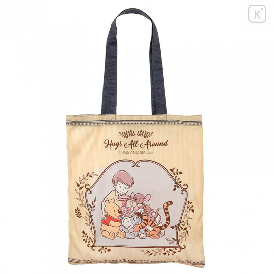 Japan Disney Store Eco Shopping Bag - Winnie the Pooh Friends Hug & Smile - 1