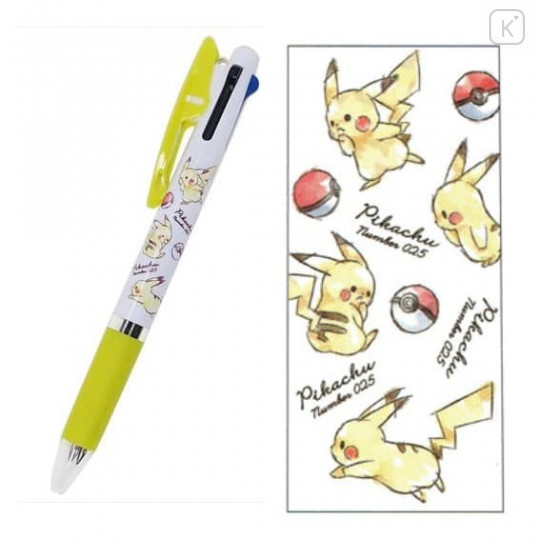 Japan Pokemon Jetstream 3 Color Multi Ball Pen - Pikachu Yellow - 1