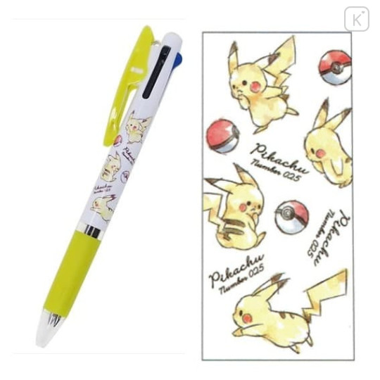Japan Pokemon Jetstream 3 Color Multi Ballpoint Pen - Pikachu Yellow - 1