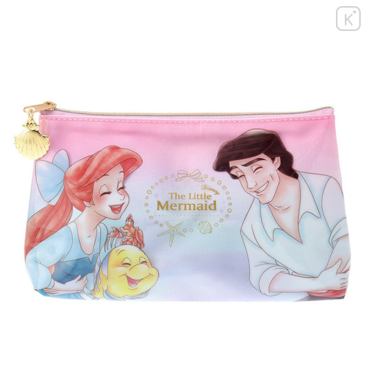 Japan Disney Store Pen Case Pencil Bag Cosmetic Makeup Pouch - Mermaid Ariel Happy with Prince - 1