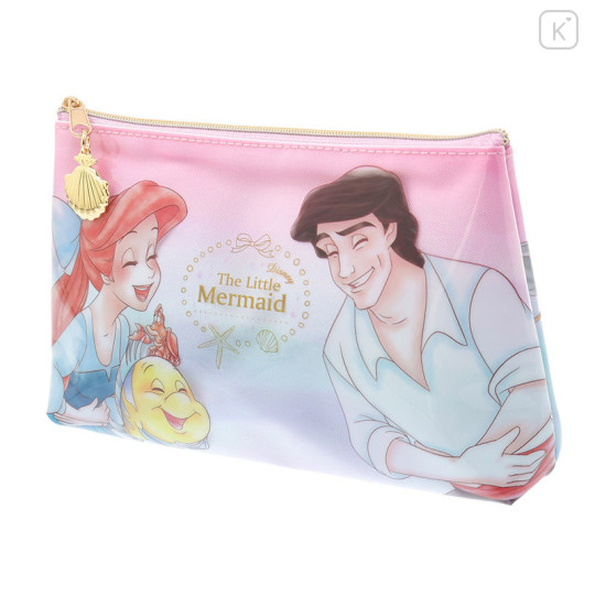 Japan Disney Store Pen Case Pencil Bag Cosmetic Makeup Pouch - Mermaid Ariel Happy with Prince - 2