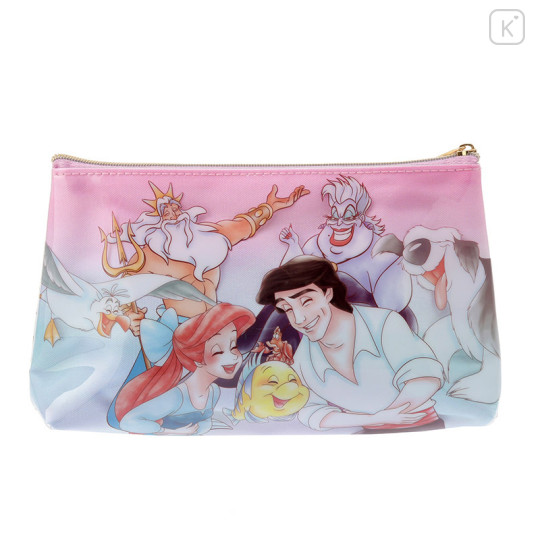 Japan Disney Store Pen Case Pencil Bag Cosmetic Makeup Pouch - Mermaid Ariel Happy with Prince - 3