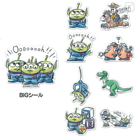 Japan Disney Masking Seal Flake Sticker - Toy Story Little Green Men Alien - 2