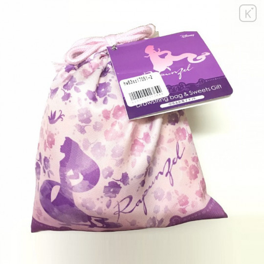 Japan Disney Drawstring Bag - Princess Rapunzel & Flower - 1