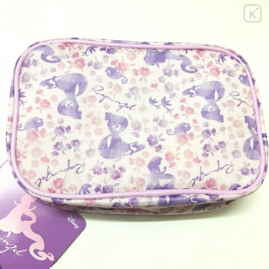 Japan Disney Pouch Makeup Bag - Princess Rapunzel & Floral - 1