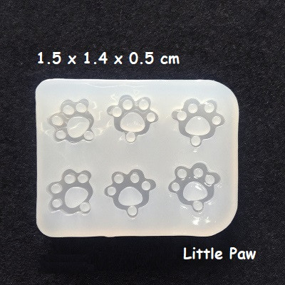 Clay / UV Resin Soft Mold - Mini Cat Dog Paw Pendant Jewelry Earring - 1