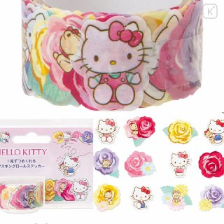 Japan Sanrio Seal Sticker Roll - Hello Kitty & Rose - 1