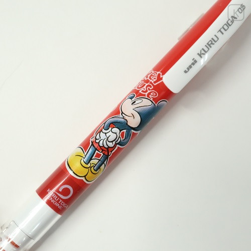 Japan Disney Uni Kuru Toga Auto Lead Rotation 0.5mm Mechanical Pencil - Mickey Mouse Red - 2