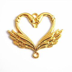 Circle Key Jewelry Charm - Swan Heart