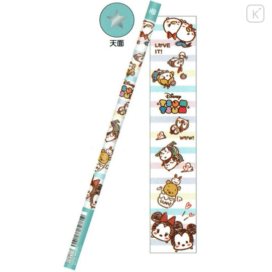 Japan Disney HB Pencil - Tsum Tsum Blue Stripe - 1