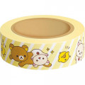 Japan San-X Washi Paper Masking Tape - Rilakkuma Bear Yellow Stripe - 2