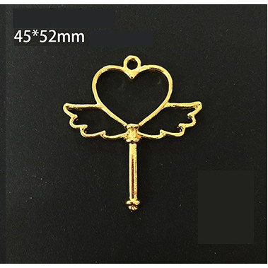 Circle Key Jewelry Charm Girl Power Magic Stick - Heart Wings - 1