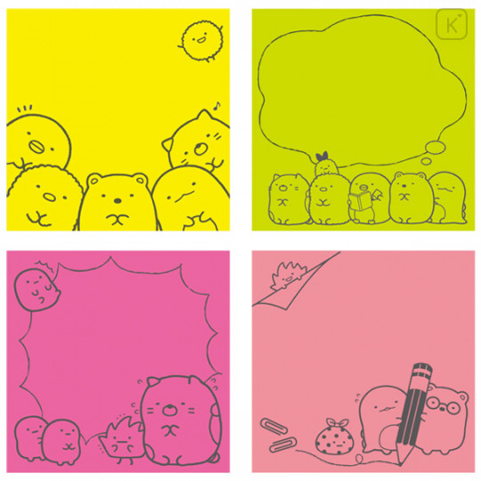 Japan San-X Fluorescent Sticky Notes - Sumikko Gurashi / Yellow - 2