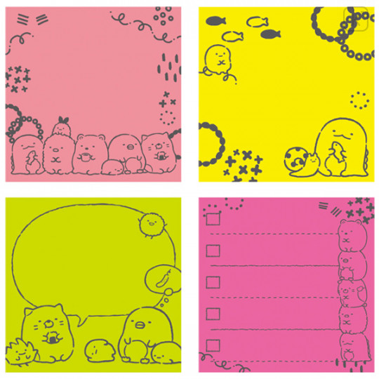Japan San-X Fluorescent Sticky Notes - Sumikko Gurashi / Pink - 2