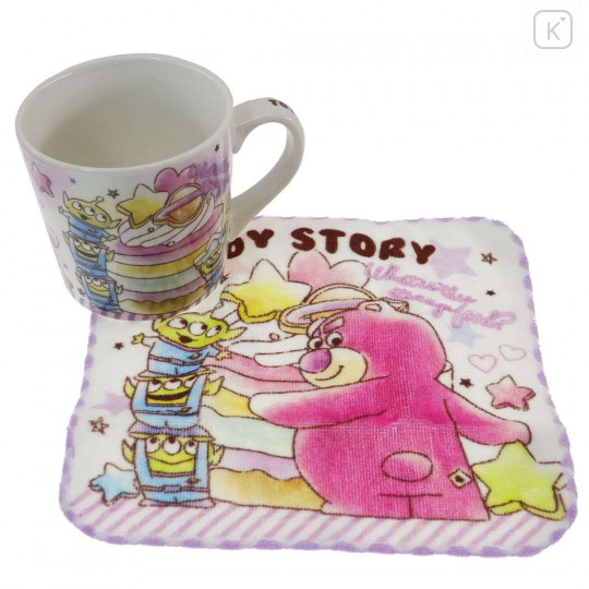 Japan Disney Pottery Mug & Mini Towel Set - Toy Story Aliens & Lotso / Colorful Dream - 1