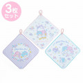 Japan Sanrio Hand Towel With Loop 3pcs Set - Little Twin Stars / Flower - 1