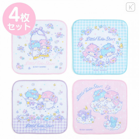 Japan Sanrio Petit Towel 4pcs Set - Little Twin Stars / Flower - 1