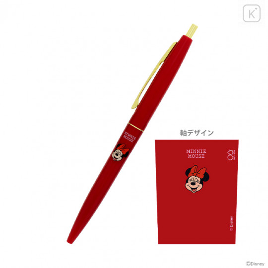 Japan Disney Gold Clip Ball Pen - Minnie Red - 1