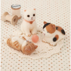 Japan Hamanaka Aclaine Needle Felting Kit - Baby Cat & Calico & Tabby