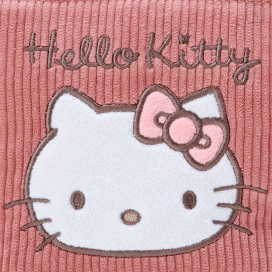 Japan Sanrio Triangular Pouch - Hello Kitty / Corduroy - 4