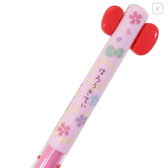 Japan Sanrio Two Color Mimi Pen - Hello Kitty / Ribbon Sakura - 3