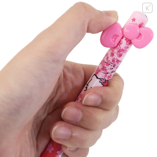 Japan Sanrio Two Color Mimi Pen - Hello Kitty / Ribbon Sakura Tree - 2