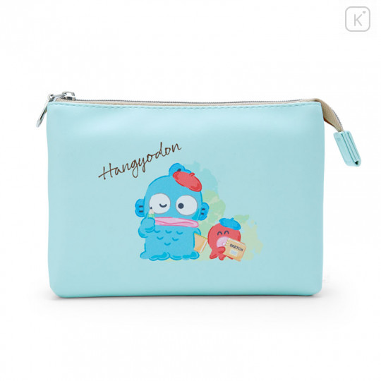 Japan Sanrio 3 Pocket Pouch - Hangyodon / Happiness - 1