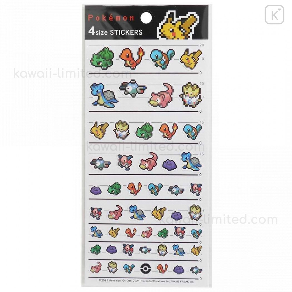 Japan Pokemon 4 Size Sticker - Pikachu Pixel Art