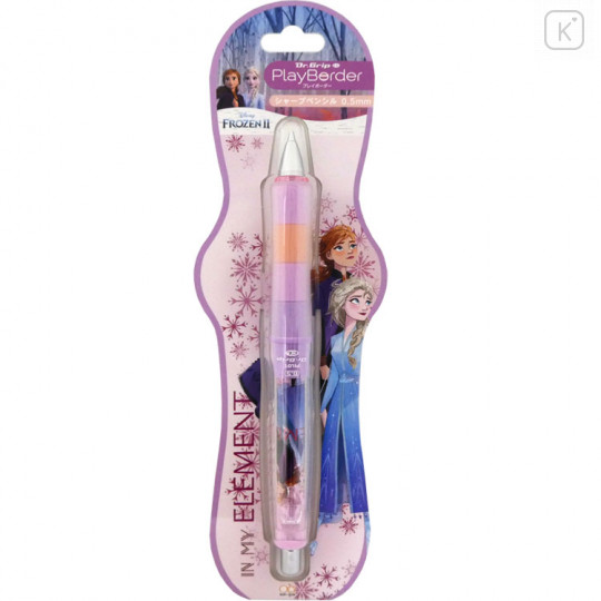 Japan Disney Dr. Grip Play Border Shaker Mechanical Pencil - Frozen Elsa & Anna - 2