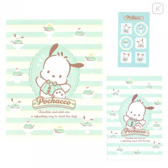 Japan Sanrio Stationery Letter Set - Pochacco / Mint Chocolate - 1