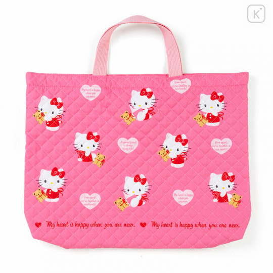 Japan Sanrio Quilting Handbag - Hello Kitty / Bear - 2