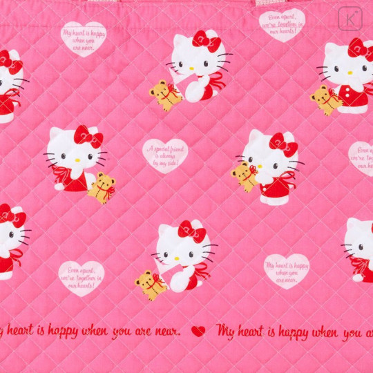 Japan Sanrio Quilting Handbag - Hello Kitty / Bear - 5