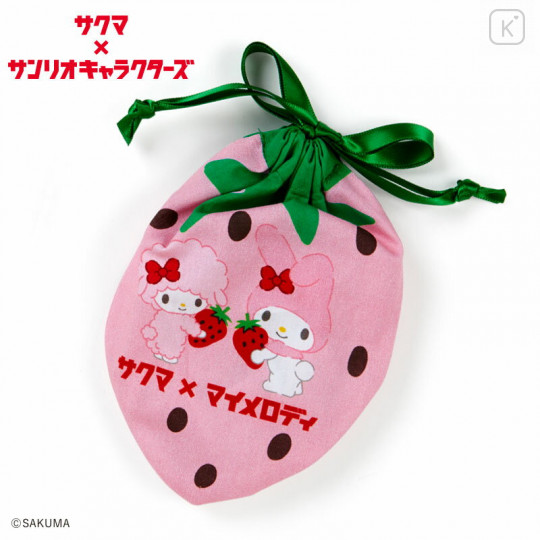 Japan Sanrio Strawberry Drawstring Bag - My Melody / Sakuma - 1