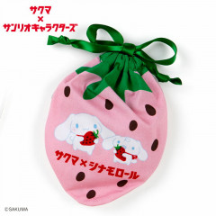 Japan Sanrio Strawberry Drawstring Bag - Cinnamoroll / Sakuma