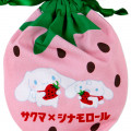 Japan Sanrio Strawberry Drawstring Bag - Cinnamoroll / Sakuma - 3