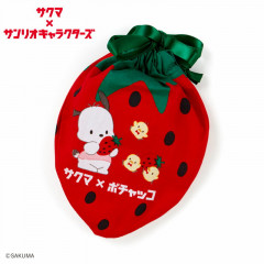 Japan Sanrio Strawberry Drawstring Bag - Pochacco / Sakuma