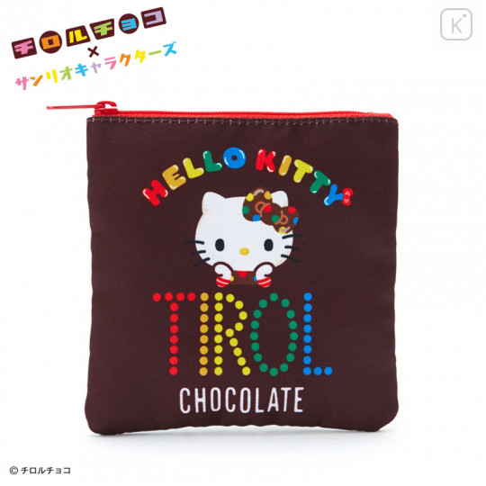 Japan Sanrio Square Pouch - Hello Kitty / Tirol Choco - 1