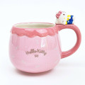 Japan Sanrio 3D Porcelain Mug with Nokkari Figure - Hello Kitty : Light Pink - 1