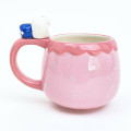 Japan Sanrio 3D Porcelain Mug with Nokkari Figure - Hello Kitty : Light Pink - 2