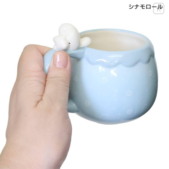 Japan Sanrio 3D Porcelain Mug with Nokkari Figure - Cinnamoroll : Light Blue - 2