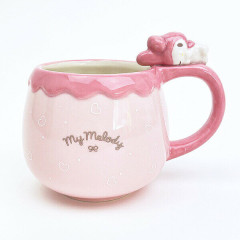 Japan Sanrio 3D Porcelain Mug with Nokkari Figure - My Melody : Light Pink