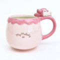 Japan Sanrio 3D Porcelain Mug with Nokkari Figure - My Melody : Light Pink - 1